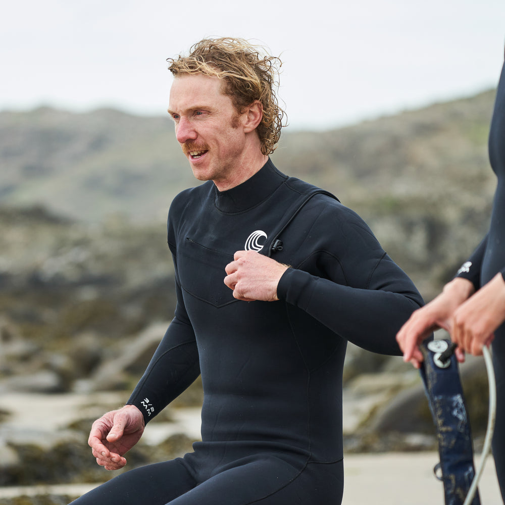 Mens Insulated 3/2 Chest Zip Surf Wetsuit (Black)
