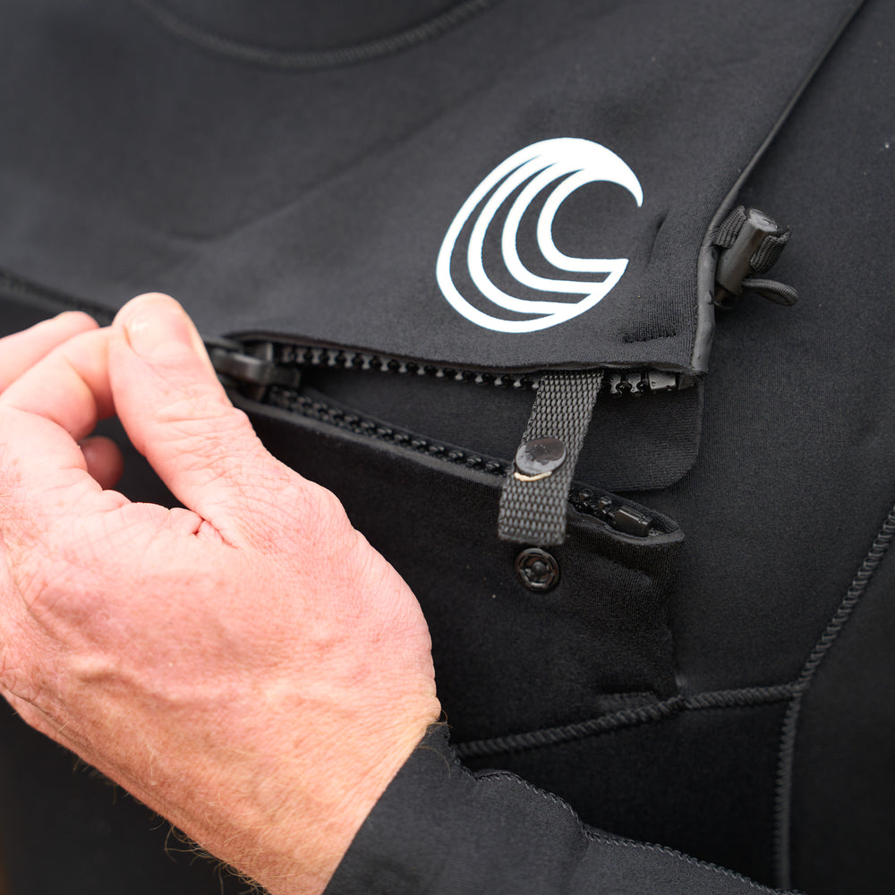 Mens Premium 4/3 Chest Zip Surf Wetsuit (Black)