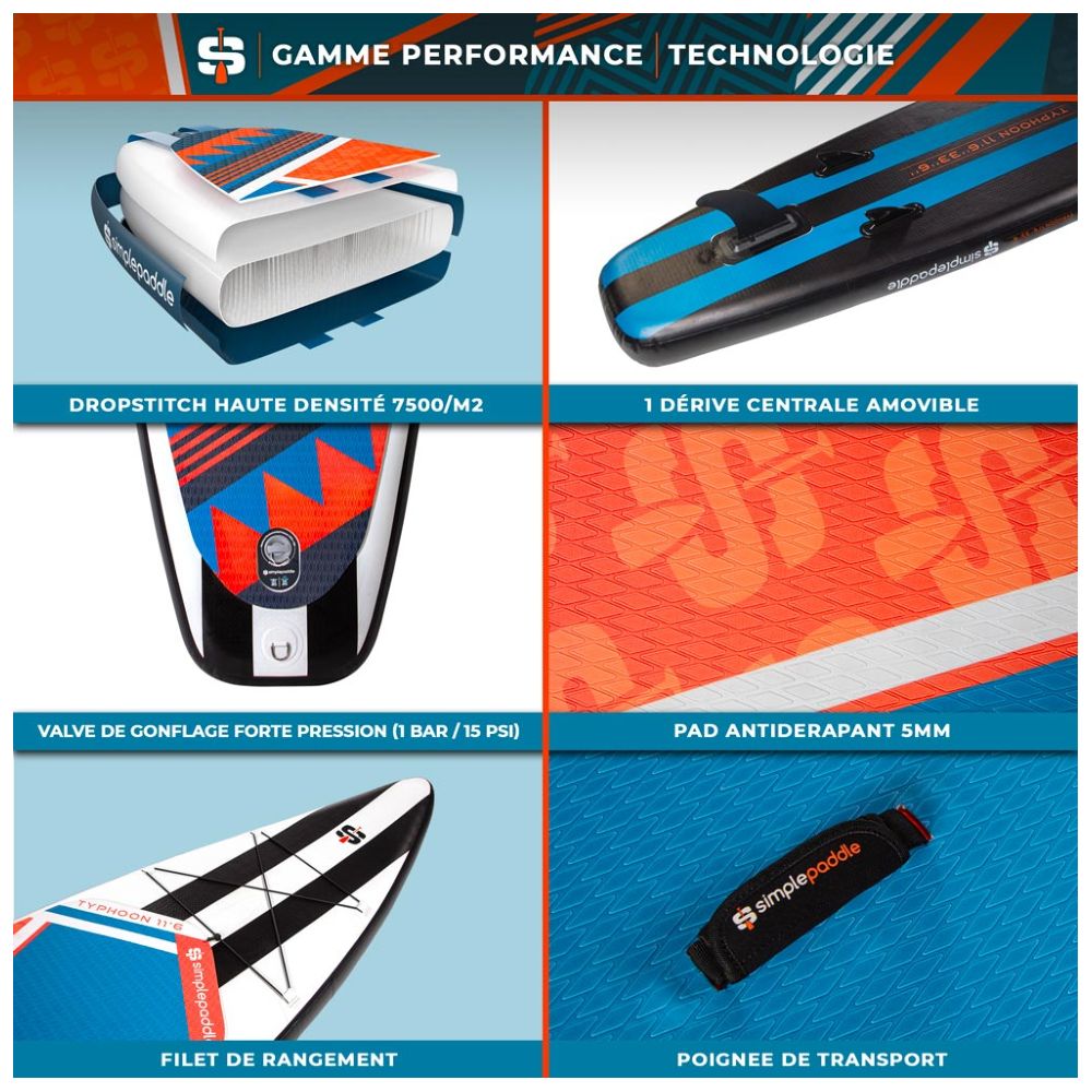 SUP Warehouse - Simple Paddle-Typhoon 11'6" Inflatable SUP Package (White/Black)