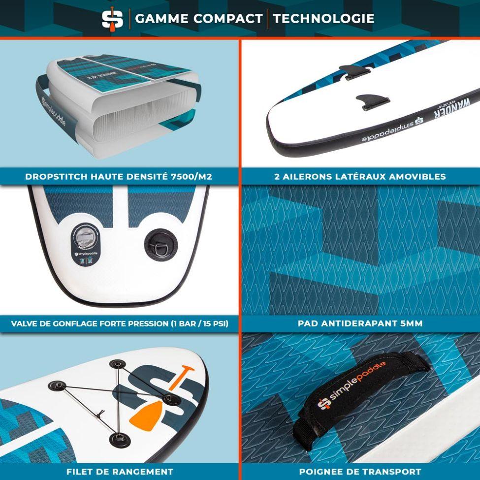 Simple Paddle - Wander 10'8" SUP Package (White/Blue)
