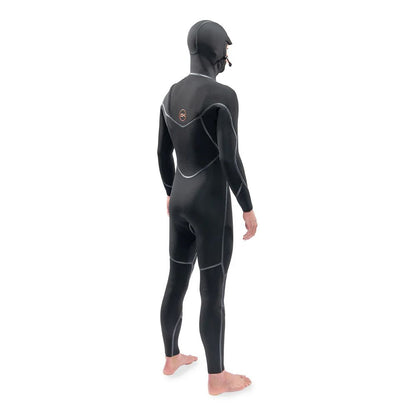 Dakine Mens Cyclone Chest Zip Full 4/3mm Hooded Wetsuit (Black)