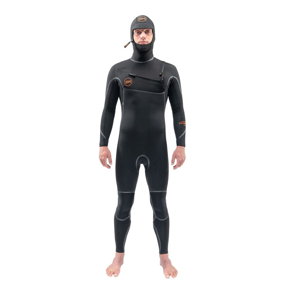 Dakine Mens Cyclone Chest Zip Full 4/3mm Hooded Wetsuit (Black)