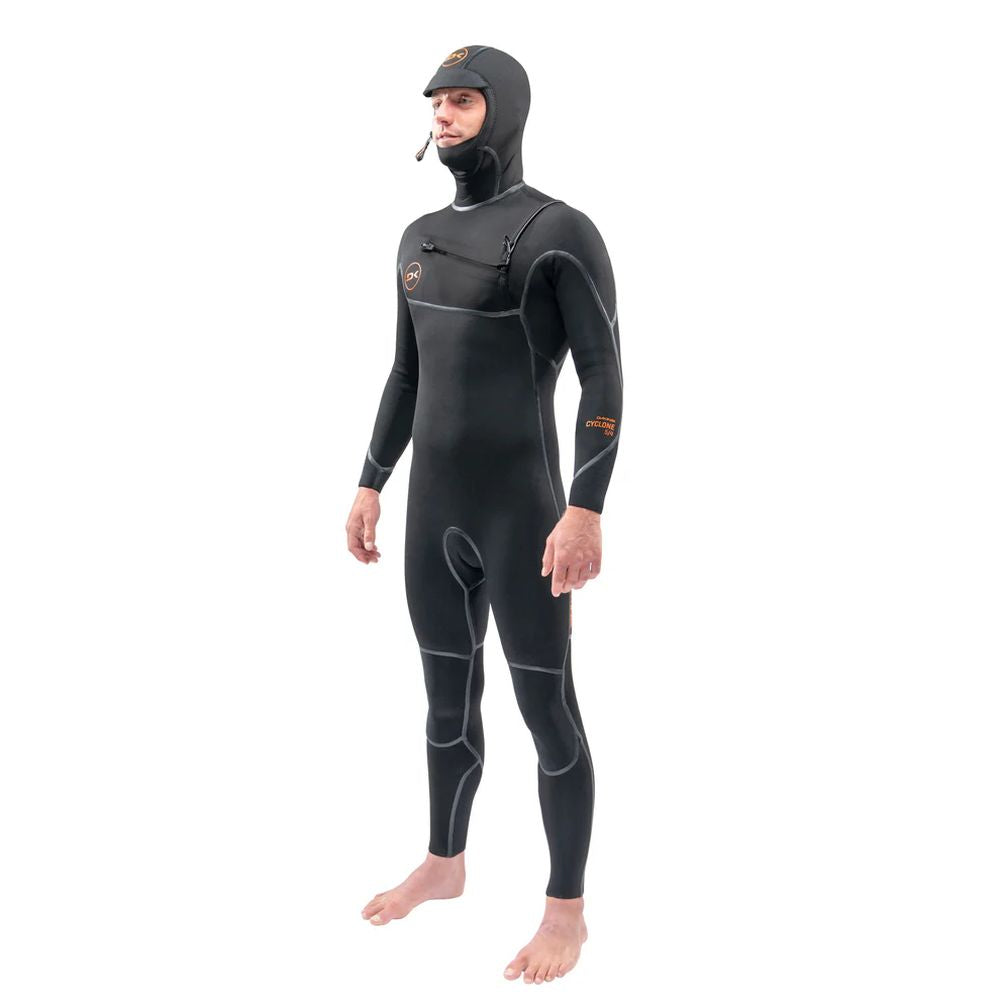 Dakine Mens Cyclone Chest Zip Full 4/3mm Hooded Wetsuit (Black)