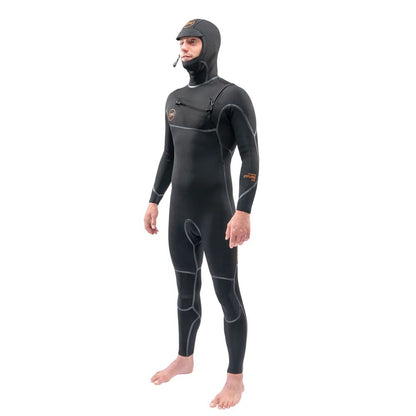 Dakine Mens Cyclone Chest Zip Full 4/3mm Hooded Wetsuit (Black)