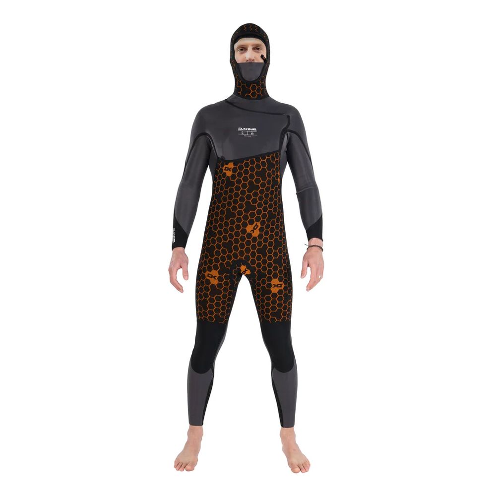 Dakine Mens Cyclone Chest Zip Full 4/3mm Hooded Wetsuit (Black)