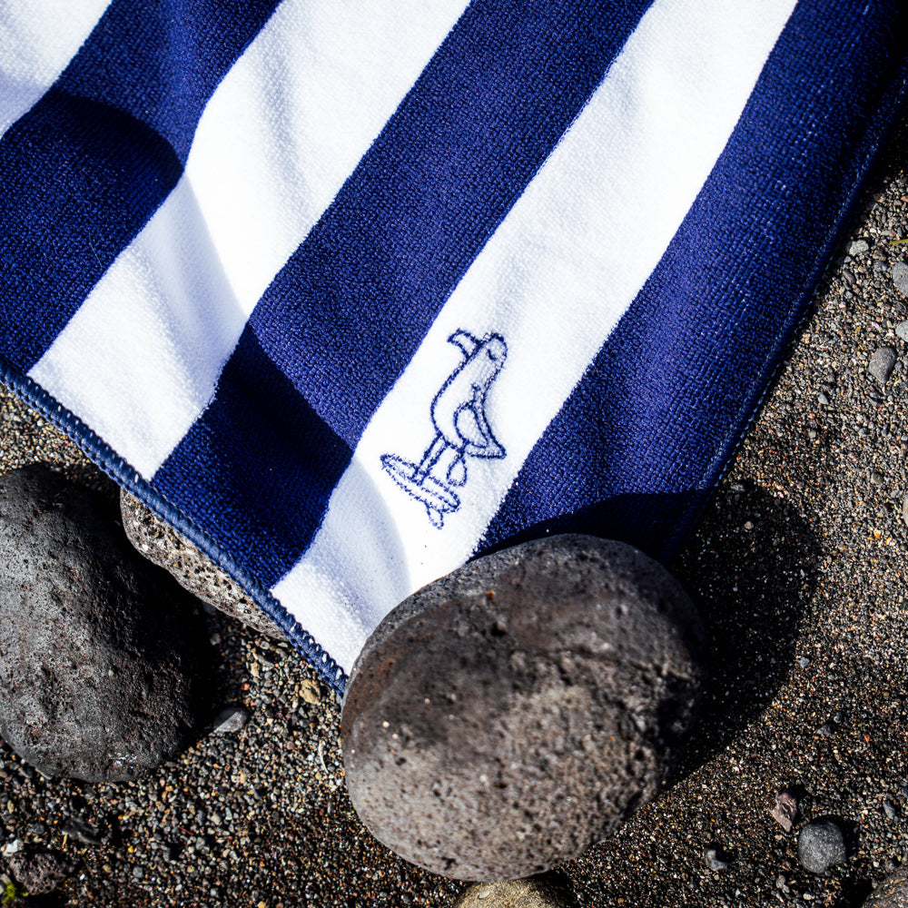 Samphire Stripes Quick Dry Beach Towel (Atlantis Navy)
