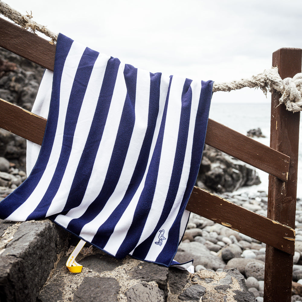 Samphire Stripes Quick Dry Beach Towel (Atlantis Navy)