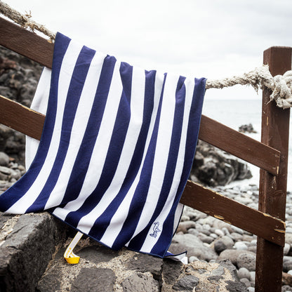 Samphire Stripes Quick Dry Beach Towel (Atlantis Navy)