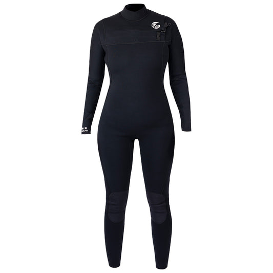 Womens Insulated 3/2 Chest Zip Surf Wetsuit (Black)