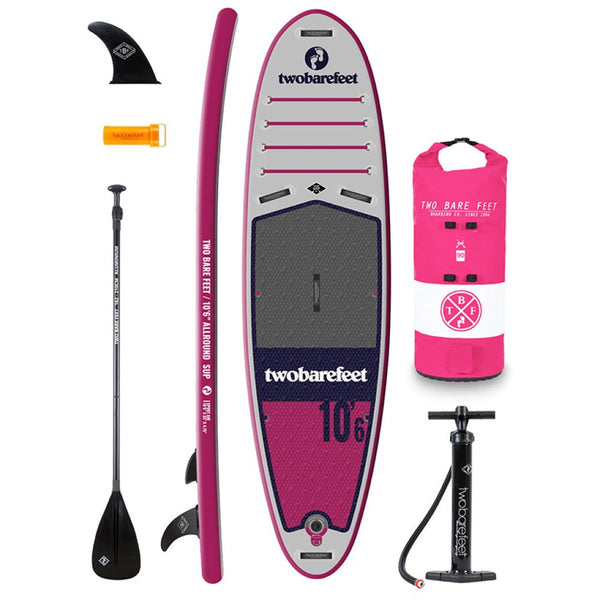SUP Warehouse - Two Bare Feet - Sport Air Allround 10'6" x 33" x 4.75" Inflatable SUP Starter Pack Paddleboard (Raspberry)