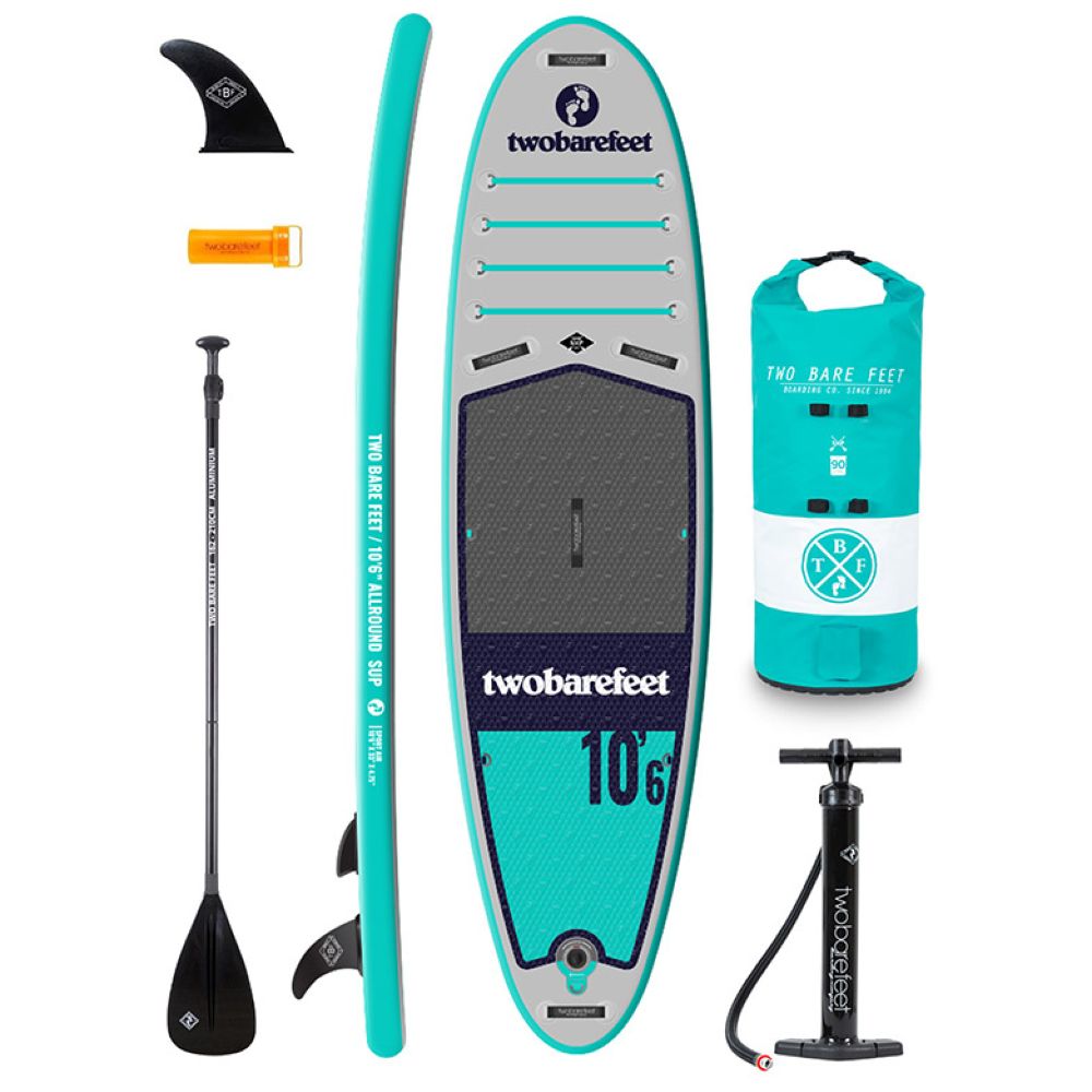 SUP Warehouse - Two Bare Feet - Sport Air Allround 10'6" x 33" x 4.75" Inflatable SUP Starter Pack Paddleboard (Teal)