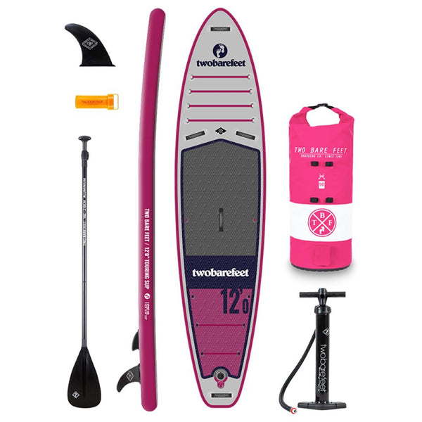 SUP Warehouse - Two Bare Feet - Sport Air Tourer 12' x 33" x 6" Inflatable SUP Starter Pack Paddleboard (Raspberry)