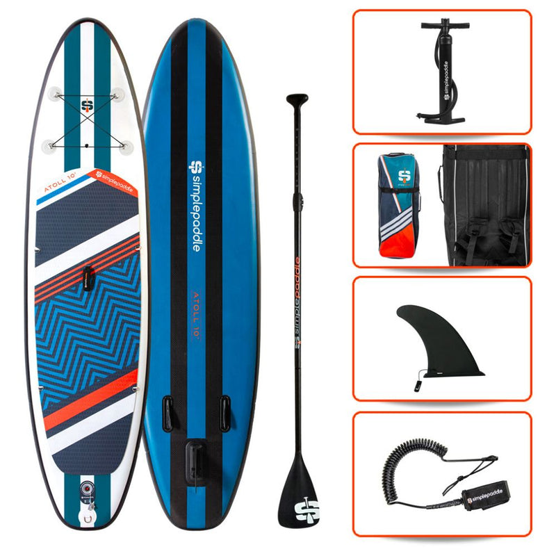 SUP Warehouse - Simple Paddle-Atoll 10' Inflatable SUP Package (Blue)