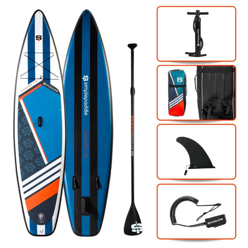 SUP Warehouse - Simple Paddle-Canyon 11'2" Inflatable SUP Package (Blue/White)