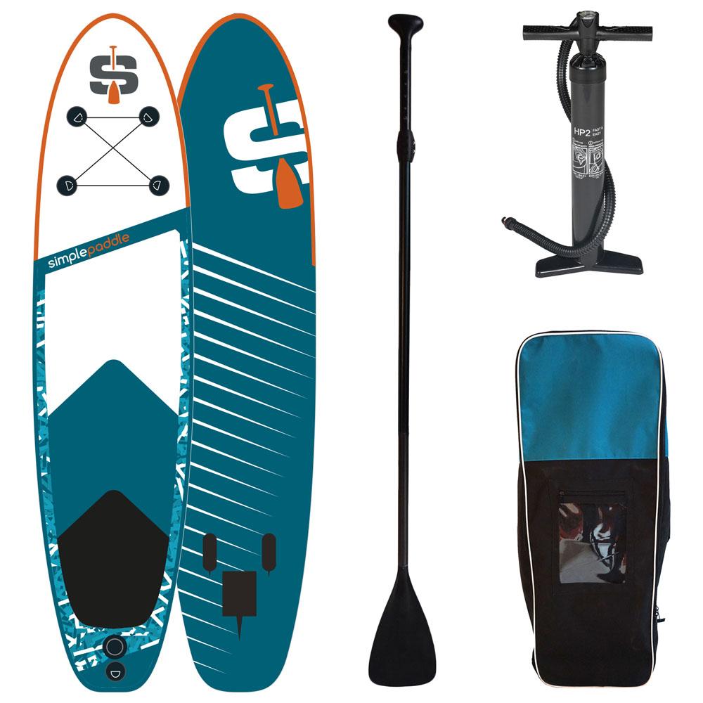 SUP Warehouse - Simple Paddle - L 11' Inflatable SUP Package (Blue/White/Orange)