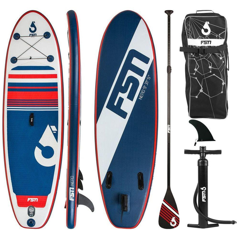 SUP Warehouse - Simple Paddle - Nero 9' Inflatable SUP Package (Blue/White)