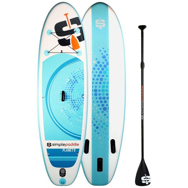 SUP Warehouse - Simple Paddle - Planet 9' Inflatable SUP Package (Blue/White)