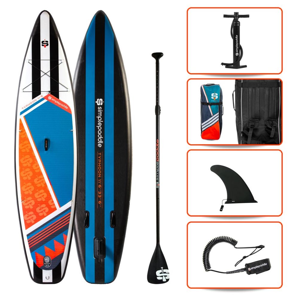 SUP Warehouse - Simple Paddle-Typhoon 11'6" Inflatable SUP Package (White/Black)