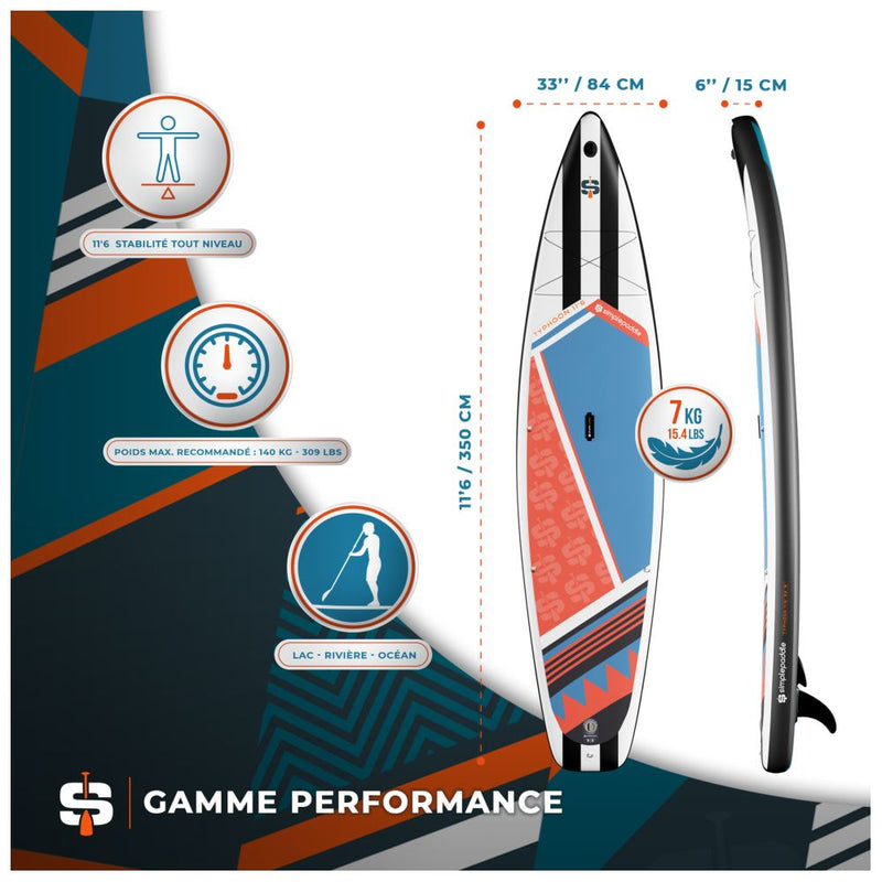SUP Warehouse - Simple Paddle-Typhoon 11'6" Inflatable SUP Package (White/Black)