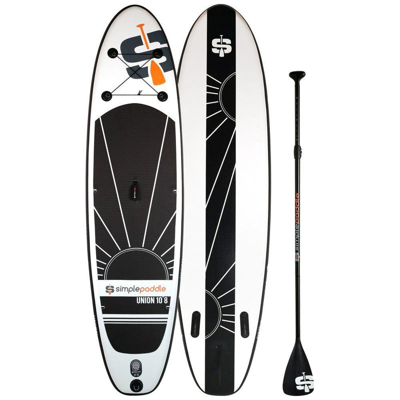 SUP Warehouse - Simple Paddle - Union 10'8 Inflatable SUP Package  (Black/White)