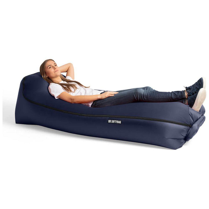 Inflatable Lounger With Cover (Navy Blue)